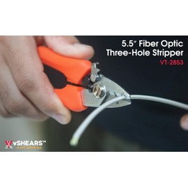 VAMPLIERS 5.5" Three Hole High Precision Fiber Optic Wire Stripper Tool. For Stripping Fiber Jacket, Buffer Coating & Micron Acrylate Coating from Fiber Core. High Carbon Alloy Steel with TPR Handles.