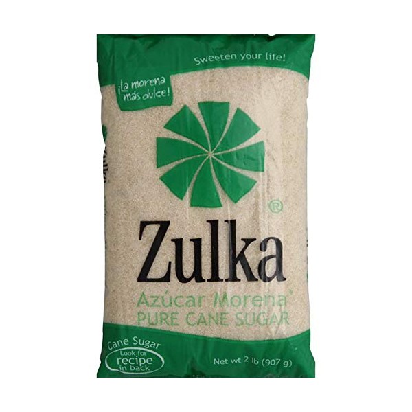 Zulka Pure Cane Sugar (Azucar Morena), 2 Pound Bag