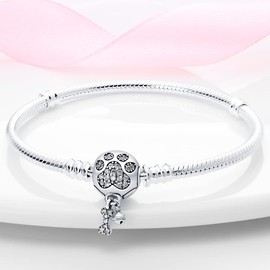 Pandach Women's Bracelet, 925 Sterling Silver Snake Link Bracelets for Valentine's Day, Mother's Day, Birthday, Christmas, Gift for Women, Girlfriend, Mum, 18cm, Sterling Silver