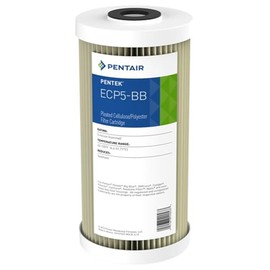 Pentair Pentek ECP5-BB Sediment Water Filter, 10-Inch, Whole House Heavy Duty Pleated Cellulose Polyester Replacement Cartridge, 10" x 4.5", White End-Cap, 5 Micron