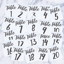 Vinyl Art Decal - Seating Chart Table Numbers 1-12 - from 6.5" x 6" Each - Elegant Find Your Seat Wedding Plan Couples Bride Groom Husband Wife Marriage Reception Love Decor (Tables 1-20)
