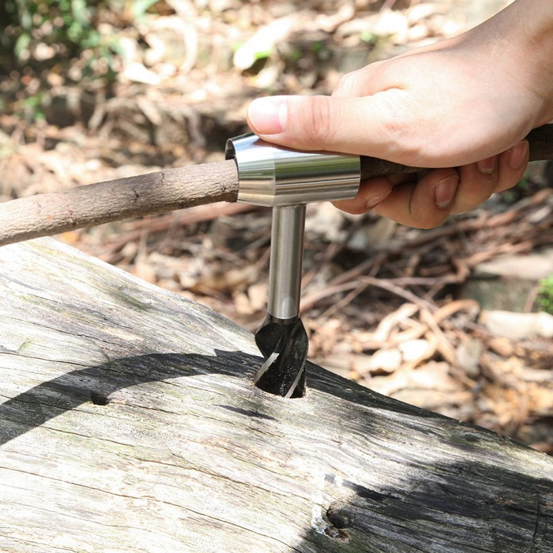 Hand Screw Drill for Woodworking Manual Survival Drill with Leather