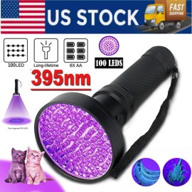 Unbranded UV Ultraviolet Light Flashlight Inspection 100 LED BlackLight 395nM Lamp Torch