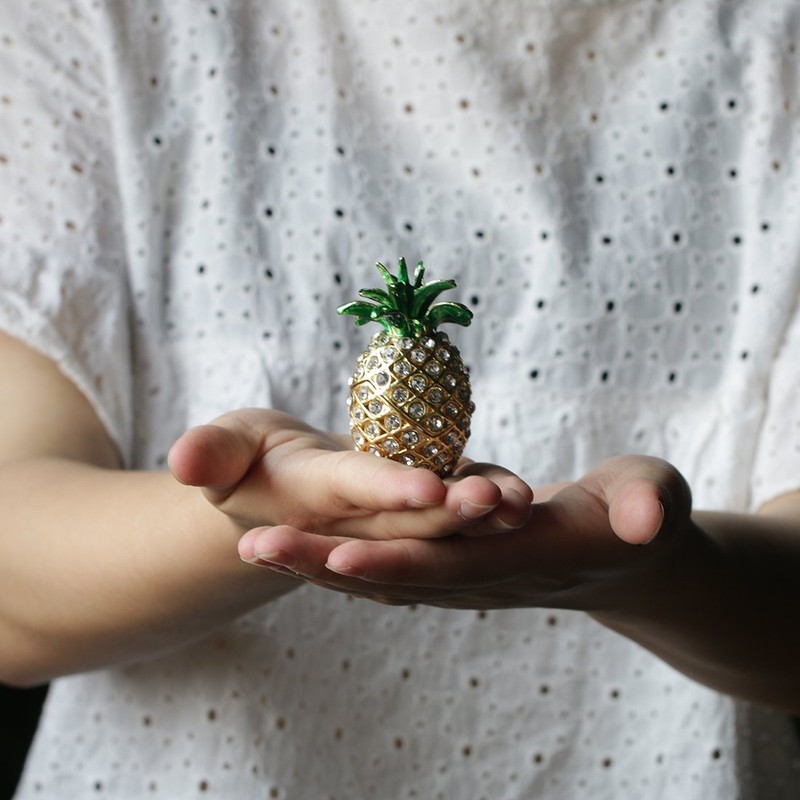 (pineapple) - YUFENG Hinged Trinket Box For Gifts Hand-painted Patterns