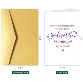 Chenive Godmother Mother's Day Card, God Mother Card Gifts, Happy Mother's Day To The Best Godmother Card