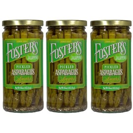 Foster's Pickled Asparagus Jalapeno, 16oz. (3 Pack) - Pickled Asparagus Spicy - Traditional Pickled Vegetables Recipe for 30 years - Pickled Asparagus Spears Gluten Free, Fat Free, Preservative Free