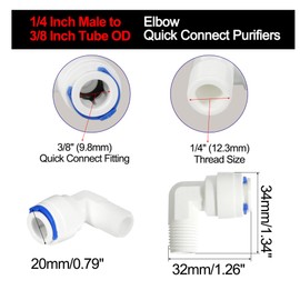 sourcing map 5pcs 1/4" BSP Female to 3/8" OD Quick Connections Water Cleaning Pipe Fittings Plug Filter Hose For RO Reverse Osmosis System Combo Press