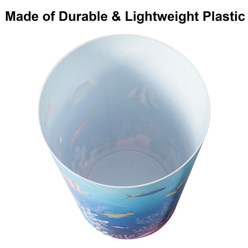 Allure Home Creation Under The Sea Fish Plastic Wastebasket Compact