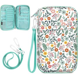 Fintie Family Passport Holder Wallet for 6 People, Big Capacity RFID Blocking Travel Document Organizer Clutch Bag with Pen Holder Keychain Credit Cards Case Cover for Women Men