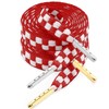 YJRVFINE Flat Checker Shoe Laces: 2 Pairs 45 Inch Red