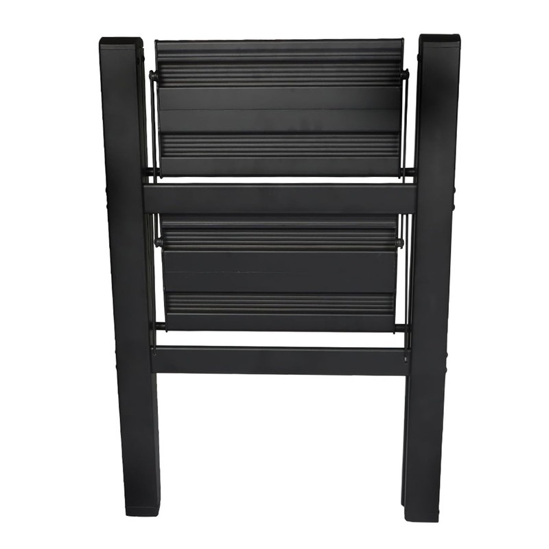 findmall 2 Steps Black Aluminum with Wide Treads Folding Step