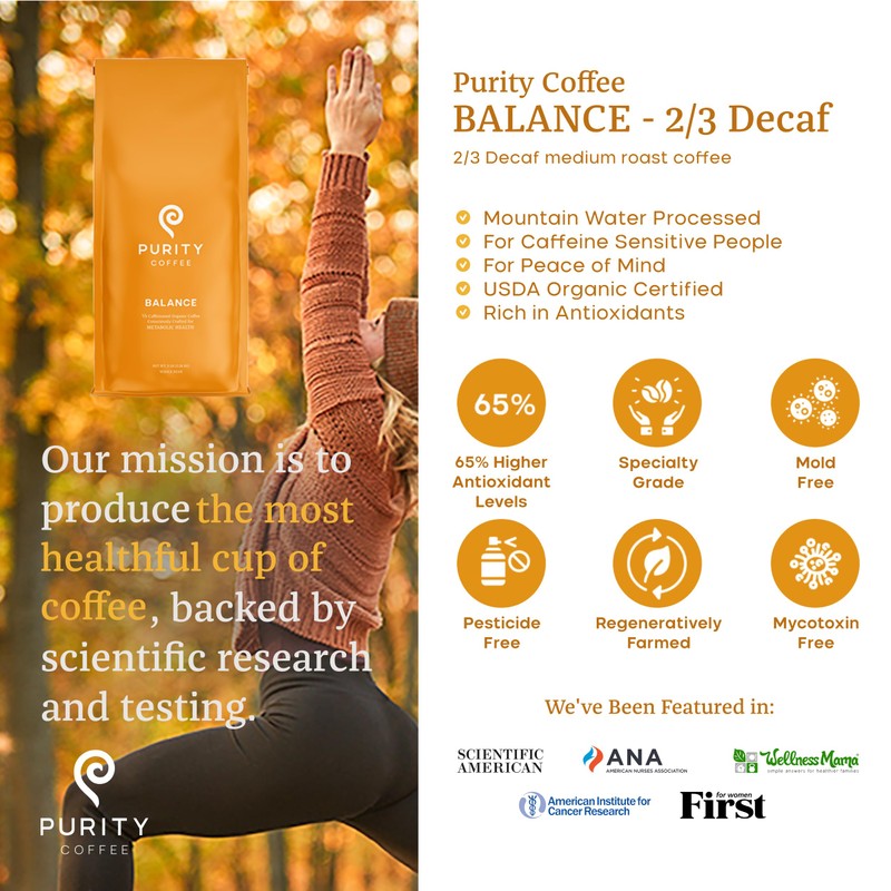 Purity Coffee BALANCE 2/3 Decaf Medium Roast Whole Bean Coffee