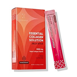 EVERYDAZE Essential Collagen Solution Jelly Stick | Plant-Based | Pomegranate | 10 Packs | Hair, Skin, Nails, Beauty, Bone | Vitamins, Minerals, Antio