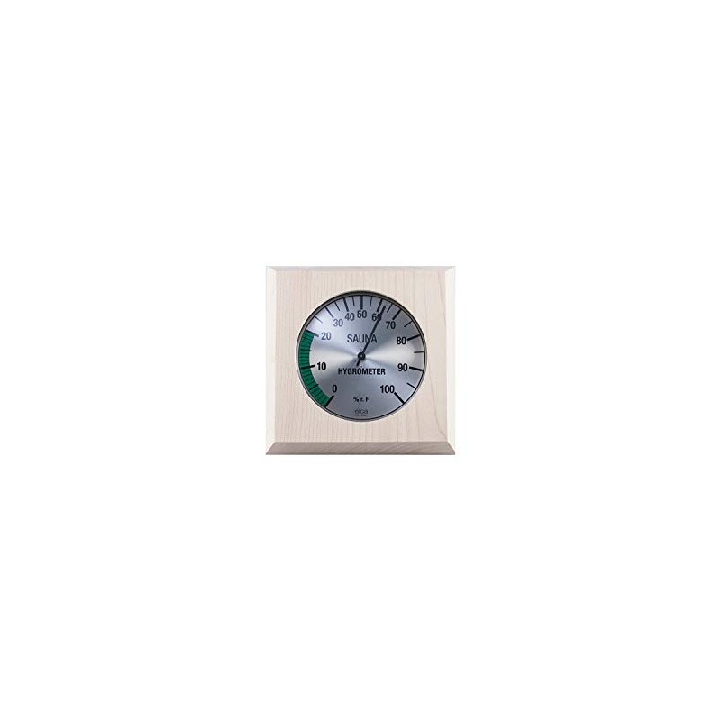 eliga Hygrometer silberfarben 135 mm in 4-eckigem Holzrahmen 170 mm
