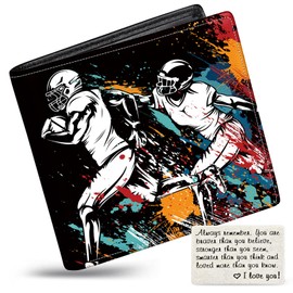 Boys Wallet for Kids, Teen Boy Athletes Wallets 9-12 8-10 8-12, Cool Novelty Leather Bifold Rfid Blocking Purse Coin Pocket Zipper Id Window for Children Men Male Youth Guys Birthday Christmas Gifts