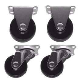Heavy Duty Caster Wheels, 1.5 inches, Hard Rubber Base with Metal Top, 4-Pack Set with 2 Fixed and 2 Swivel