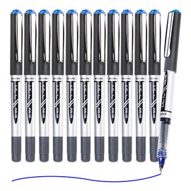 EYEYE 0.7mm Blue Pens Roller Ball, 12 Pack Medium Point Rollerball Pen Quick Dry, Liquid Ink Pens Fine Point Smooth Writing Pen for Journaling, Note Taking, Office, School Supplies
