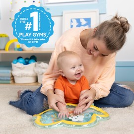 Bright Starts Winnie the Pooh Once Upon a Tummy Time Water Mat, Blue, Unisex, Newborn +