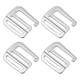 sourcing map Metal G Hooks Webbing Buckles, 4Pcs 1.5" 38mm G-Hook Wave Buckle Adjuster Slide Buckle for Backpack Strap Webbing, Silver Tone