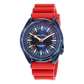 Nautica Men's NAPNVF305 Vintage Red Silicone Strap Watch