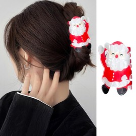 Christmas Hair Claw Clips for Thick or Thin Hair Red Santa Claus Shape Hair Clips Strong Hold Hair Jaw Clips Acrylic Shark Large Hair Barrette Hairgrip for Women Christmas Party Gift Hair Accessories