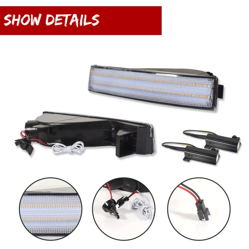 GTINTHEBOX 2X Clear Switchback LED White DRL Turn Signal Lights