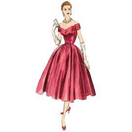 Vogue V2123B5 Misses' Vintage 1954 Evening Dress Sewing Pattern Packet, Design Code V2123, Sizes 8-10-12-14-16