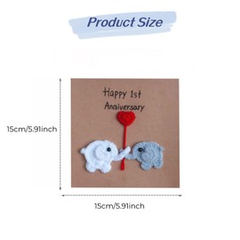 1st Anniversary Card,Crochet Elephant 1st Wedding Anniversary Card,1 Year Anniversary Card for Husband Wife Boyfriend Girlfriend(1st anniversary)