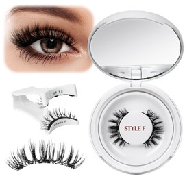 QUEWEL Magnetic Eyelashes Natural Look, Reusable Magnetic Lashes with Applicator, Soft Magnetic Eyelashes Kit without Eyeliner, Easy to Wear and Remove(Hei-Magnetic Lashes-Style F)