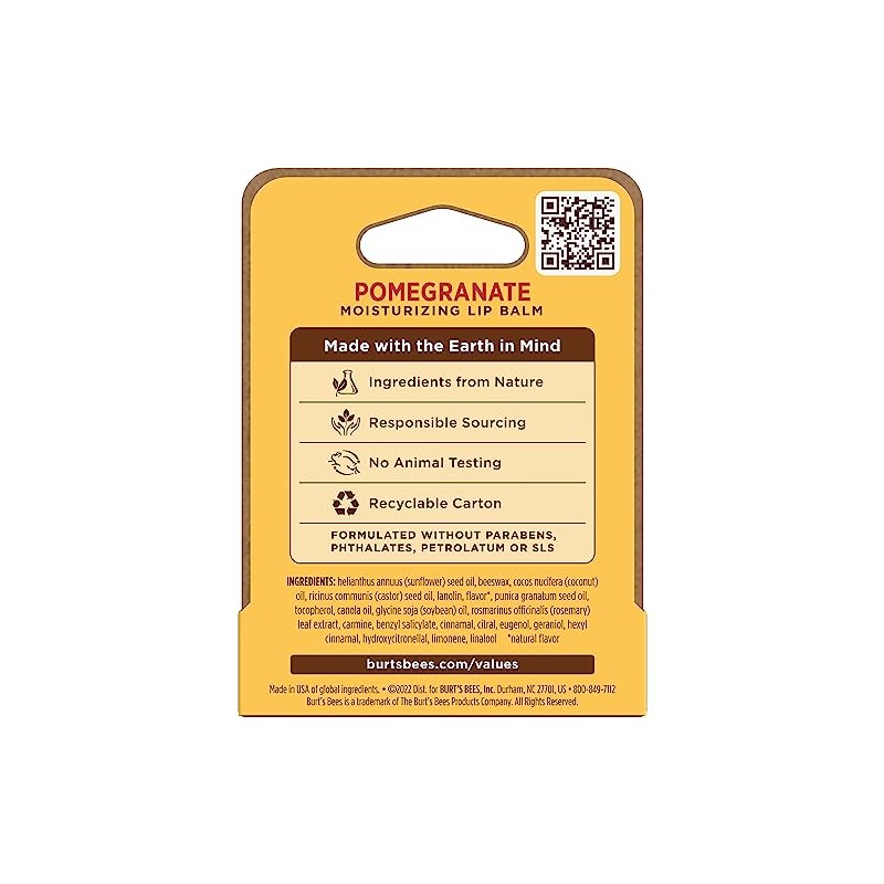 Burt's Bees Burt's Bees Lip Balm, Pomegranate, Lip Moisturizer With