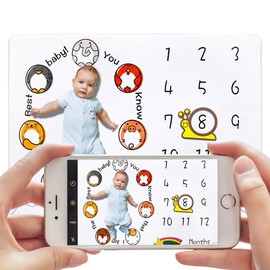Manta de hito para bebé, manta de hito mensual para bebé, temática animal para niño y niña, accesorio de fondo de fotografía, manta de mes de edad del bebé con tabla de crecimiento, manta de bebé para regalo de bebé (50 x 40 pulgadas)