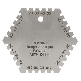 Paint Strength Meter CO100-1 20-370um Hexagonal Wet Film Comb Card Stainless Steel Thickness Gauge with High Precision for Measuring Range