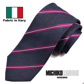 Michi Ki-007-A Italian Fabric, Japanese Sewing, Fabric in Itary Necktie, Brand KOSHINO Striped Pattern, 100% Silk, Present, Gift, Unisex, Unisex, Navy, navy