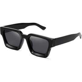 anteojos de sol polarizadas cuadradas retro para hombres y mujeres, estilo clásico, rectangular, gruesas, color negro, anteojos de los años 90