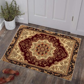 Wosabee 2x3 Entryway Rug Oriental Rug Alfombra Boho Tribal Area Rugs Machine Washable Retro Traditional Rug Non Slip Printed Low-Pile Indoor Door Mat Floor Carpet for Kitchen Bathroom Laundry