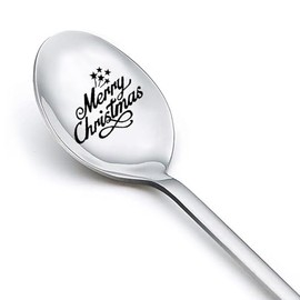 Christmas Xmas Gifts for Women Men Friends Xmas Gifts for Mom Dad Christmas Presents for Girls Boys Merry Christmas Spoon Engraved Coffee Tea Spoons Gift Ideas for Daughter Son
