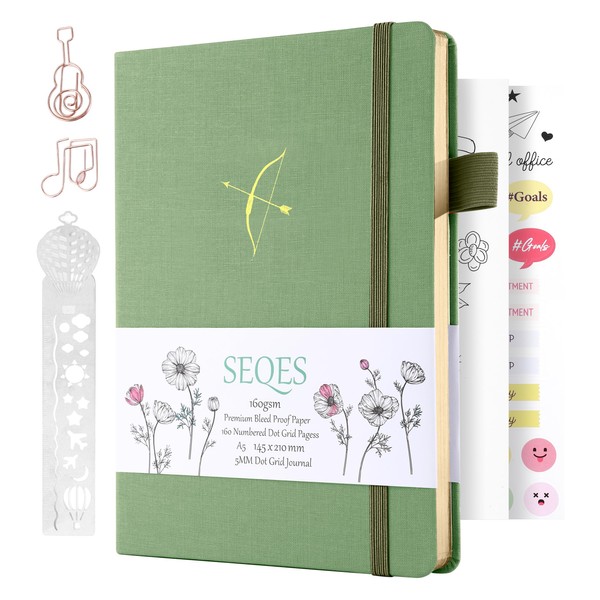 SeQeS Bullet Dotted Journal - A5 Dot Grid Notebook with