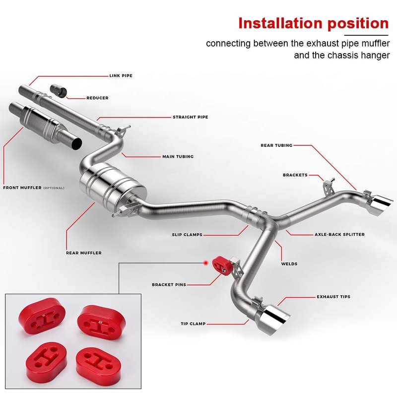 PTNHZ RACING Universal 4PCS Polyurethane Exhaust/Muffler Rubber Short Hanger Insulator