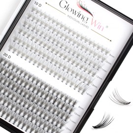 Glowingwin Individual Lashes Cluster Lashes Natural Look False Eyelashes Individual 228 PCS DIY Eyelash Extensions At Home(10D+20D Mixed 0.07C Curl 8-14mm)