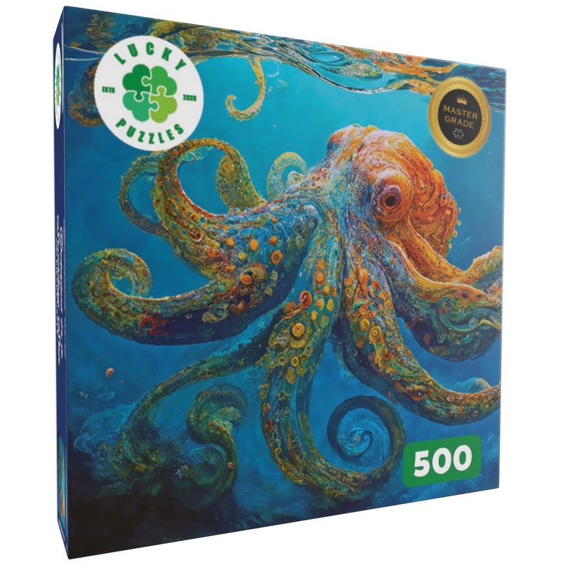 Lucky Puzzles Octopus in a Swirling Sea | 500 Piece