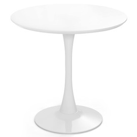 Giantex White Round Dining Table, 32-inches Modern Tulip Kitchen Table with 0.9” Thickened Tabletop & Sturdy Metal Pedestal, Mid-Century Leisure Table for Small Places, Dining Room, Living Room, Cafe