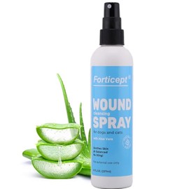 Forticept Hot Spot Spray for Dogs Cats & Horses, Itch Relief Wound Cleanser with Aloe Vera, 8 oz