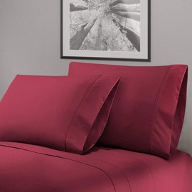 4 Piece Embossed Super Soft Fabric Microfiber Sheets King Size | Beautiful Emboss Geometric Design 16" Deep Pocket Burgundy Red Bed Sheet Set - Durable Comfortable Warm Cozy Wrinkle Free Luxury Sheet