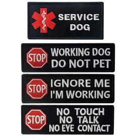 Service Dog No Touch No Talk, Ignore Me I'm Working, Do Not Pet Tactical Military Embroidered Patches with Fastener Hook and Loop Backing
