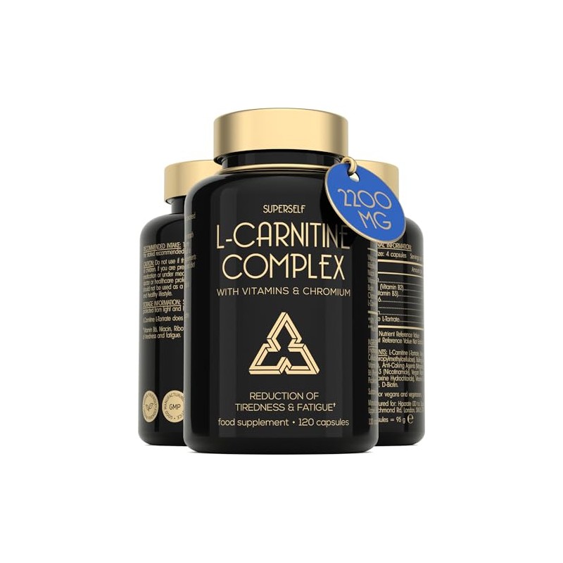 L-Carnitine Capsules 2200mg with Vitamins - High Strength - Pre-Workout