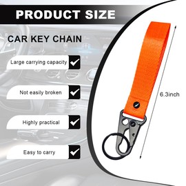 Wevdn Car Key Chain, Fabric Metal Practical Multifunctional Motorcycle Keychain, Anti-Lost Keychain with O-Ring for Men Women (Orange)