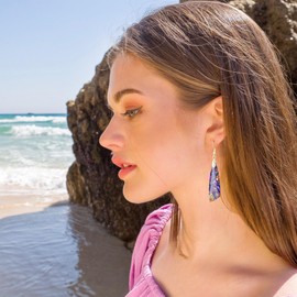 Women Gemstone Earrings Unique Healing Natural Stone Energy Lightweight Dangle Drop Earrings Hypoallergenic Earrings Jewelry for Birthday Party Gift