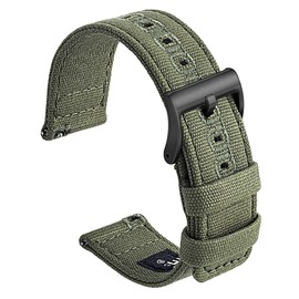 SEURE Canvas Quick Release Watch Band,Cotton Fabric Watch Straps 18mm 19mm 20mm 21mm 22mm 24mm for Men and Women(18,ArmyGreen-black)