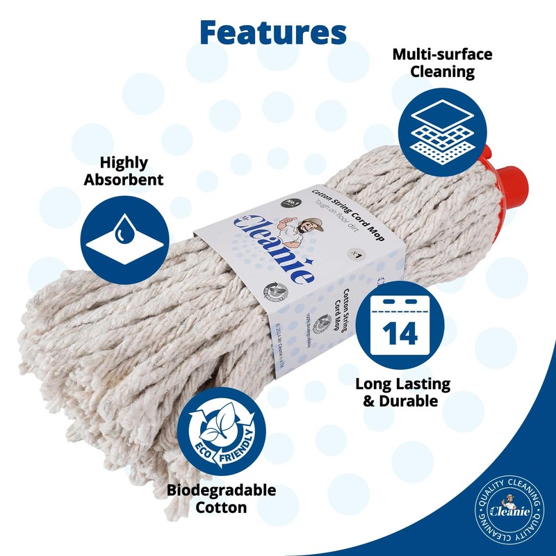 Mr Cleanie Cotton String Cord Floor Mop Replacement Head Refill