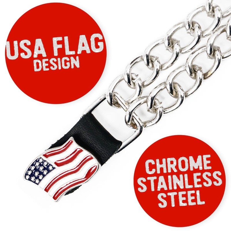 Milwaukee Leather American Flag Medallion Vest Extender - Double Chrome